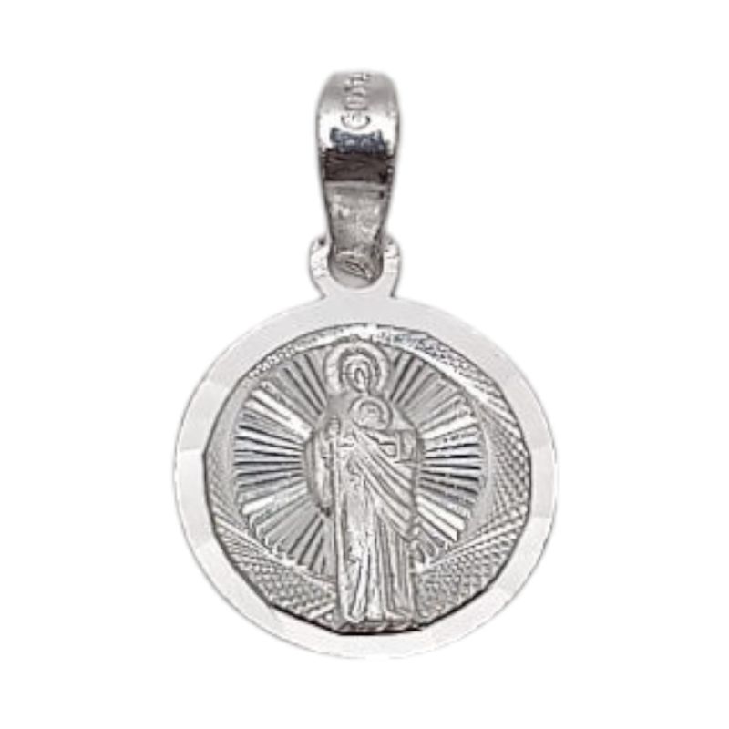 MEDALLA  DIAMANTADA SAN JUDAS T, 1.5 CM, PLATA .925