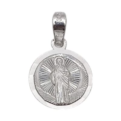 MEDALLA  DIAMANTADA SAN JUDAS T, 1.5 CM, PLATA .925
