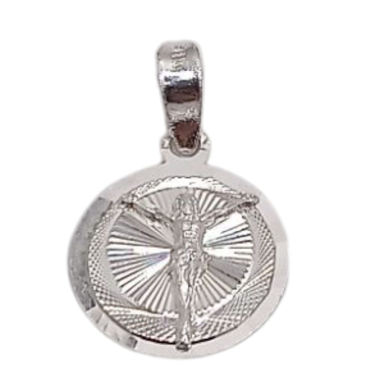 MEDALLA DIAMANTADA REDONDA CON CRISTO 1.5 CM, PLATA .925
