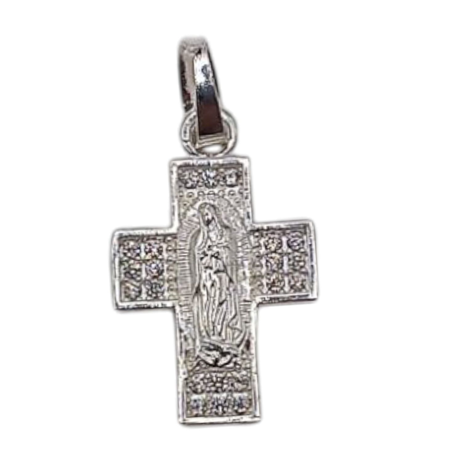 DIJE CRUZ CON VIRGEN DE GPE 2 CM, PLATA .925