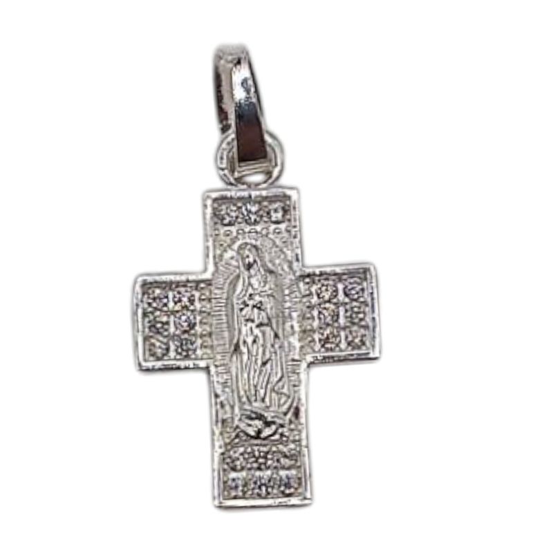 DIJE CRUZ CON VIRGEN DE GPE 2 CM, PLATA .925