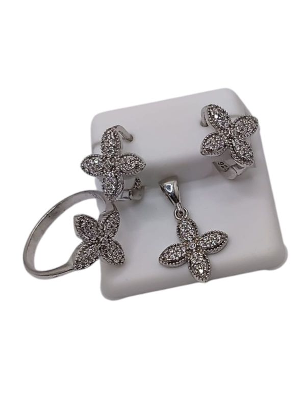 SET DE ARETES DIJE Y ANILLO #9 CON MINI CZ PLARA .925