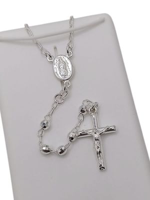 ROSARIO BOLA FACETADA 4MM 26&quot; PLATA .925