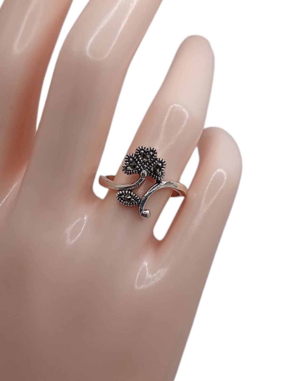 ANILLO MARQUESITA FLOR AJUSTABLE, PLATA .925