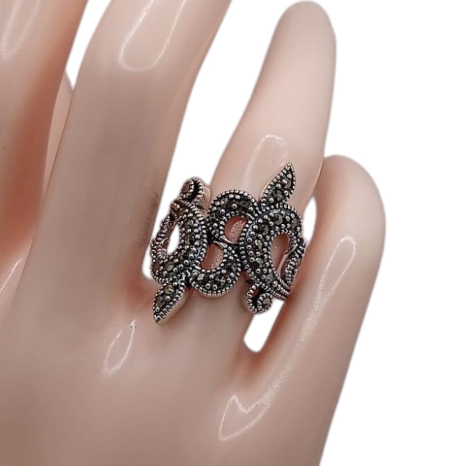 ANILLO MARQUESITA ENTRELAZADO, VARIAS MEDIDAS, PLATA .925