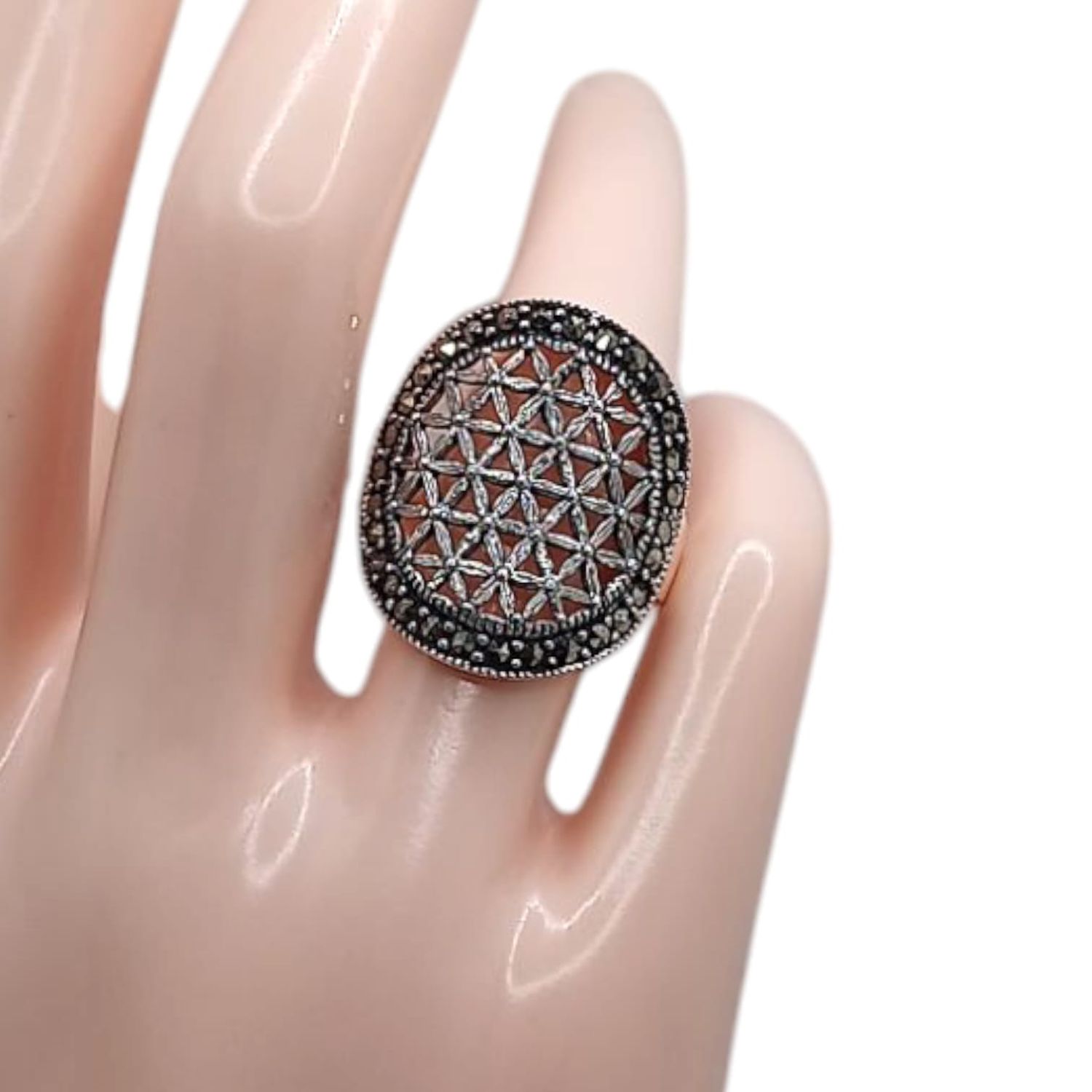 ANILLO MARQUESITA X # 6.5, PLATA .925