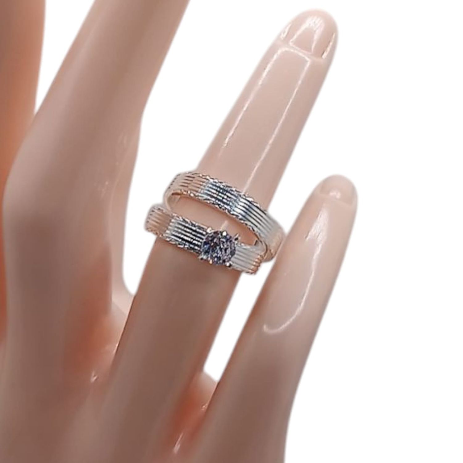 ANILLO SET DE SOLITARIO # 6 Y ARGOLLA  # 6.5. PLATA .925#