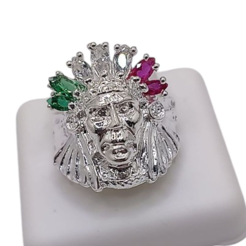ANILLO CABALLERO PENACHO CZ 3 COLORES VARIAS MEDIDAS PLATA .925