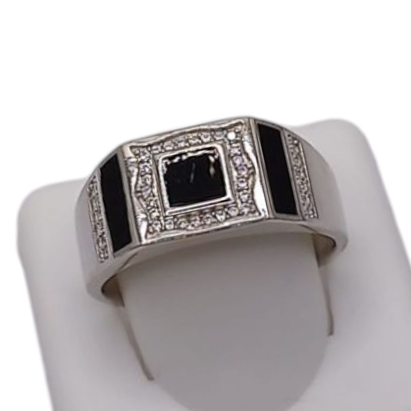 ANILLO CABALLERO CON MINI CZ PLATA .925