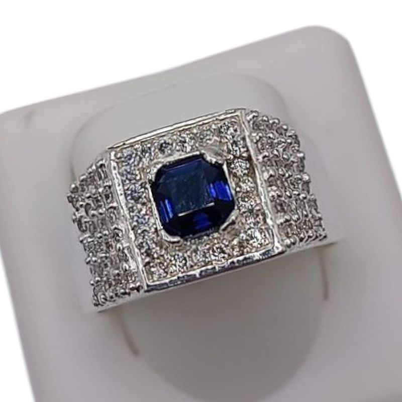 Anillo caballero cz. Navy Medida #11 PLATA .925