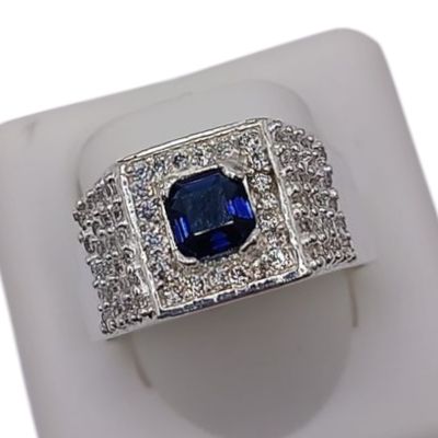 Anillo caballero cz. Navy Medida #11 PLATA .925