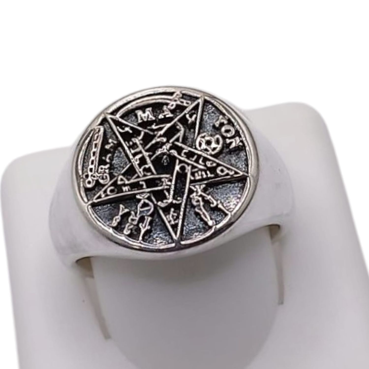 ANILLO CABALLERO PENTAGRAMA MEDIDA #10 PLATA .925