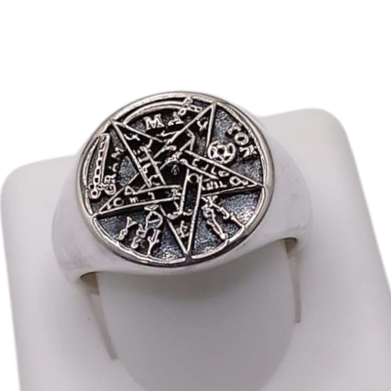 ANILLO CABALLERO PENTAGRAMA MEDIDA #10 PLATA .925