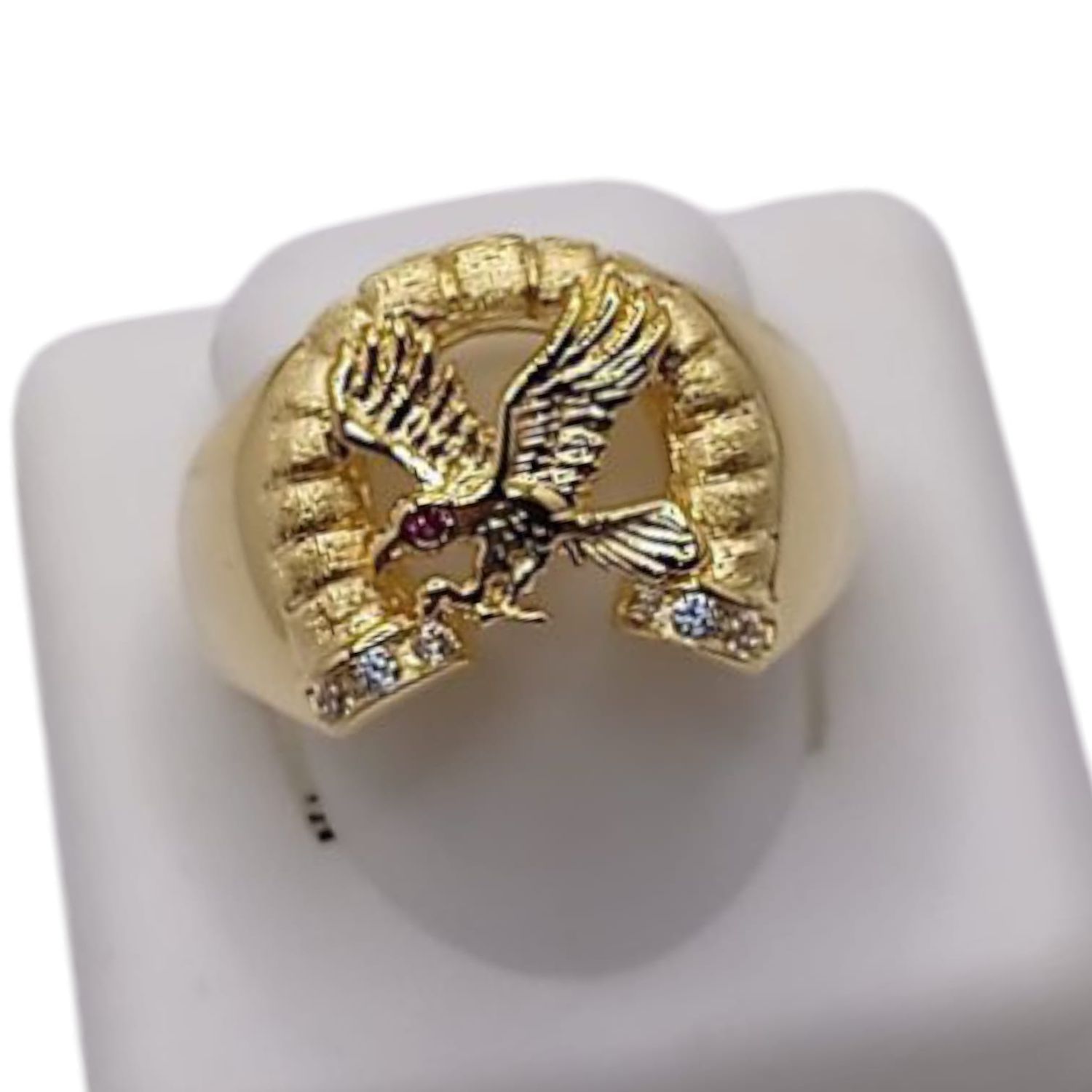ANILLO CABALLERO AGUILA # 11 CHAPA DE ORO Y PLATA .925