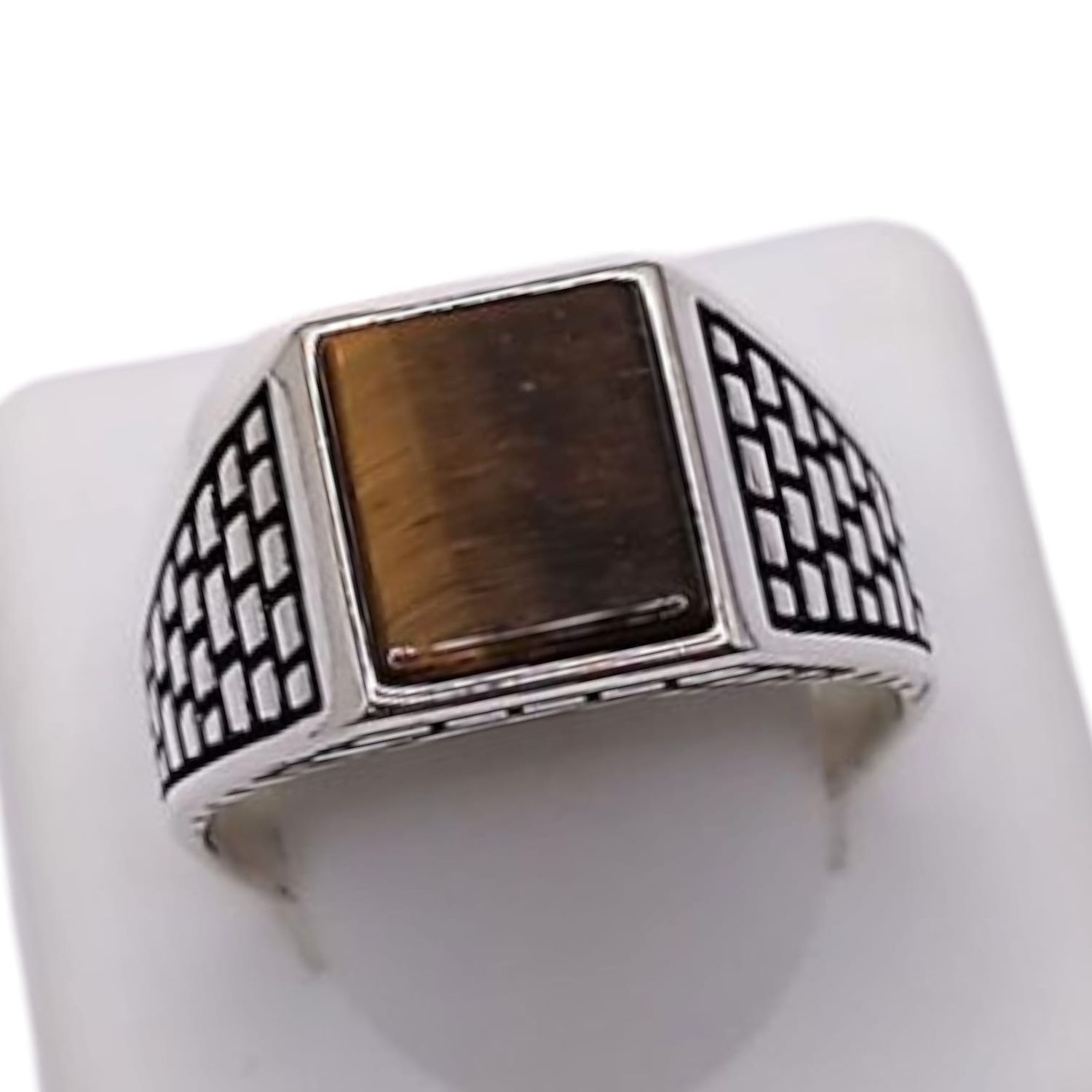 ANILLO CABALLERO CUADRO, VARIAS MEDIDAS, PLATA .925