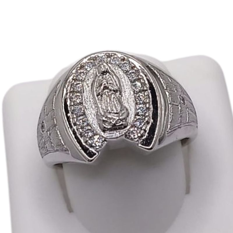 ANILLO CABALLERO HERRADURA CON   V DE GPE Y CZ VARIAS MEDIDAS PLATA .925
