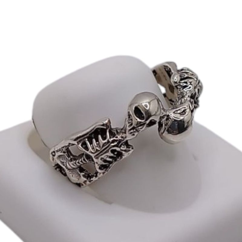 ANILLO CABALLERO ESQUELETO DOBLE, VARIAS MEDIDAS ACABADO OXY  . PLATA  .925