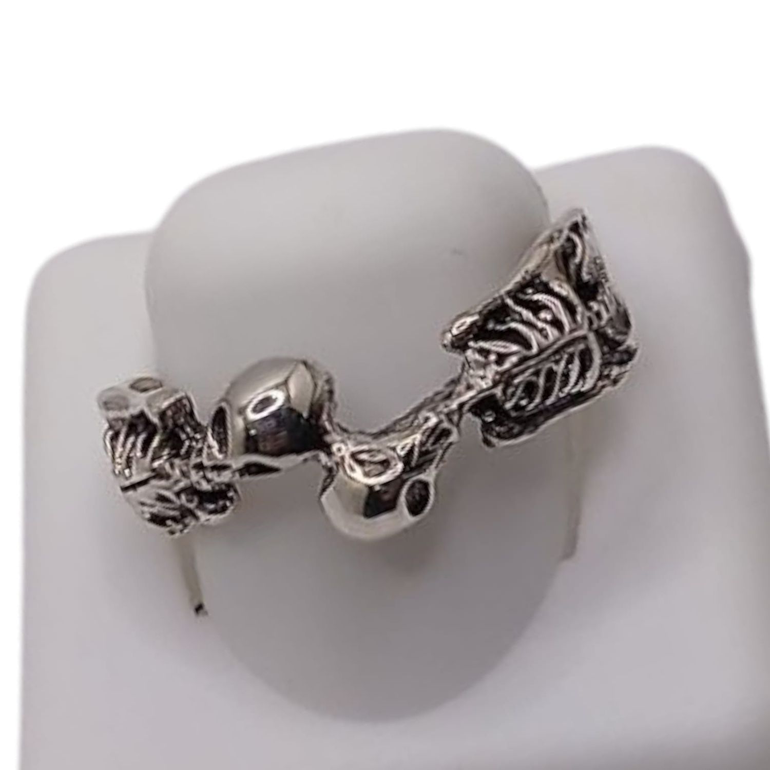 ANILLO CABALLERO ESQUELETO DOBLE, VARIAS MEDIDAS ACABADO OXY  . PLATA  .925