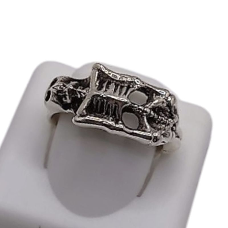 ANILLO CABALLERO ESQUELETO VARIAS MEDIDAS,  ACABADO OXY  PLATA .925