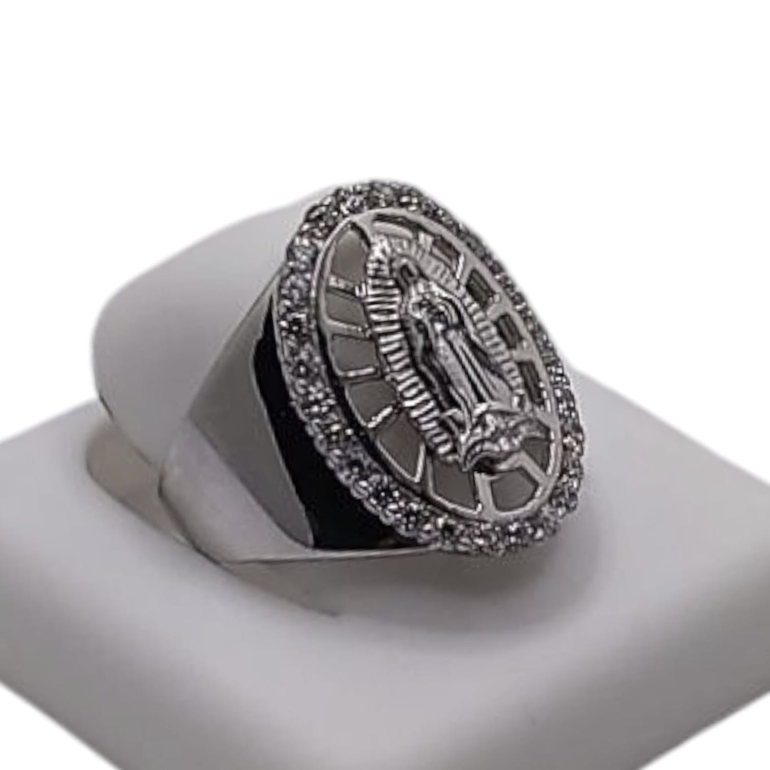 ANILLO VIRGEN  DE GPE CON CZ VARIAS MEDIDAS PLATA .925