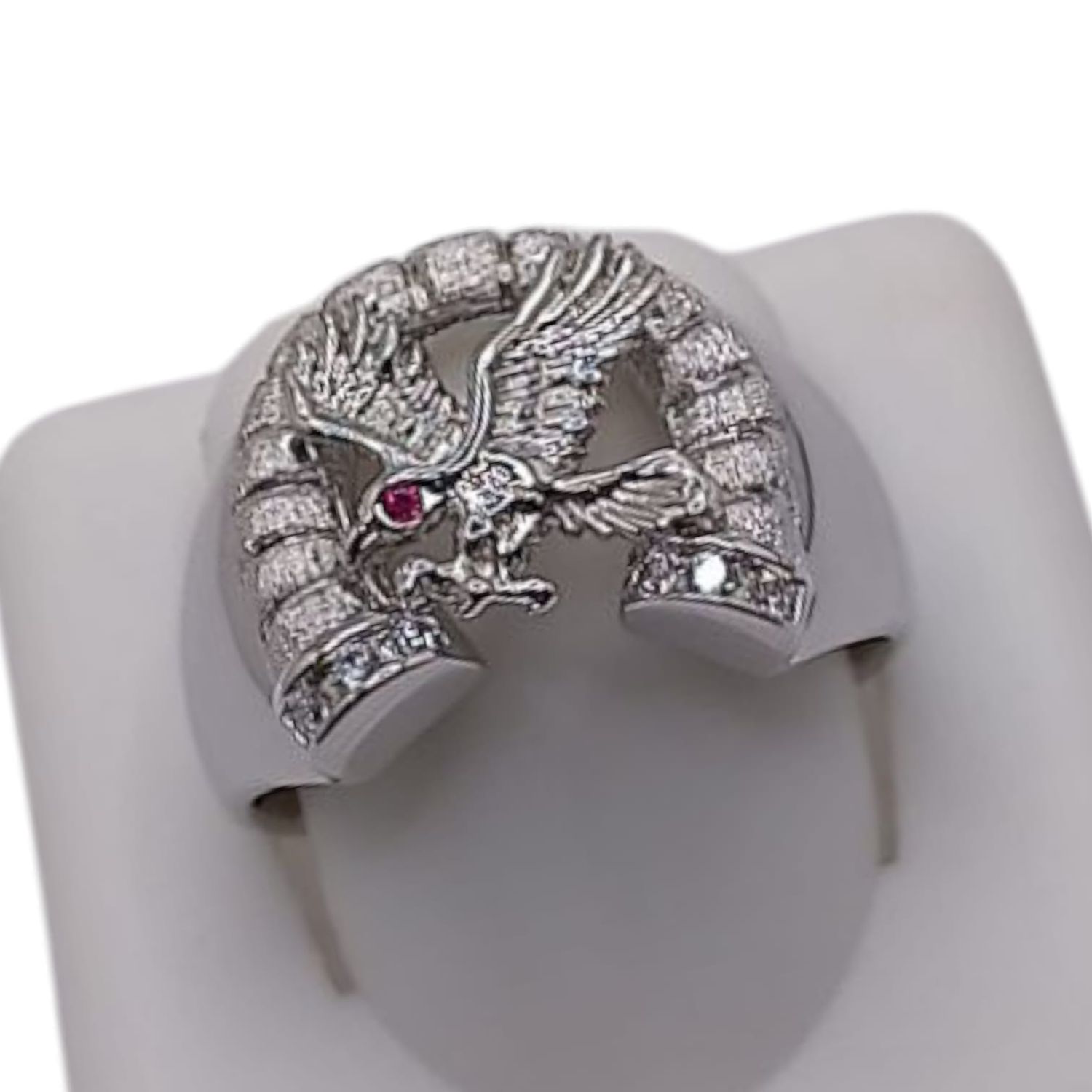 ANILLO CABALLERO HERRADURA CON AGUILA VARIAS MEDIDAS PLATA .925