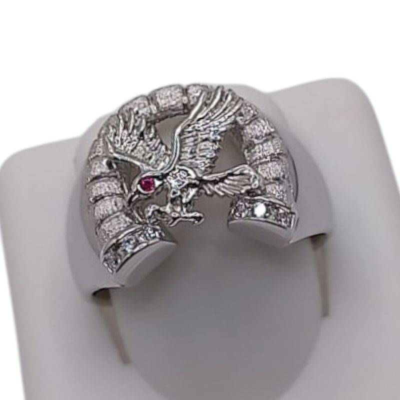 ANILLO CABALLERO HERRADURA CON AGUILA VARIAS MEDIDAS PLATA .925