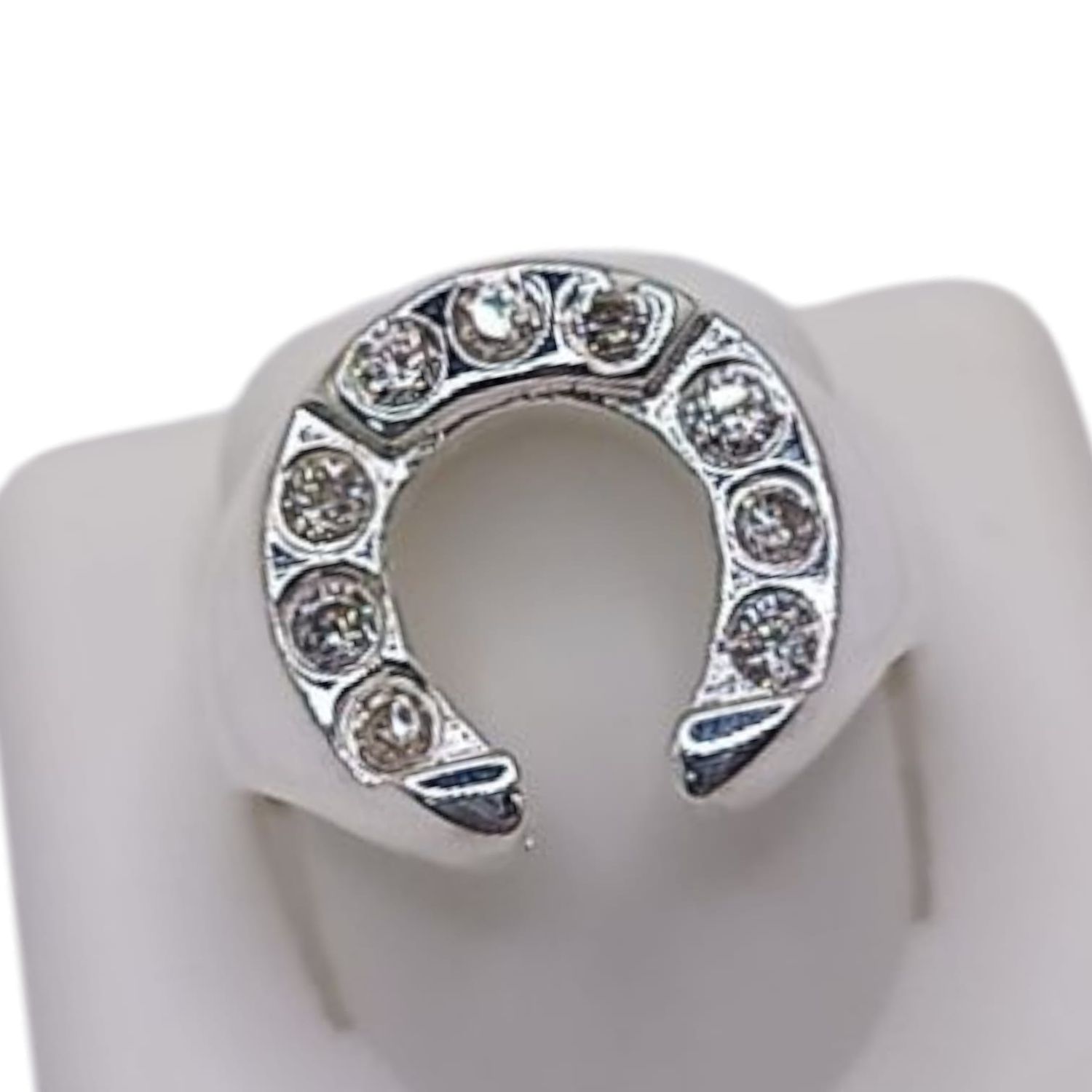 ANILLO CABALLERO HERRADURA CON CZ BLANCAS, VARIAS MEDIDAS PLATA .925