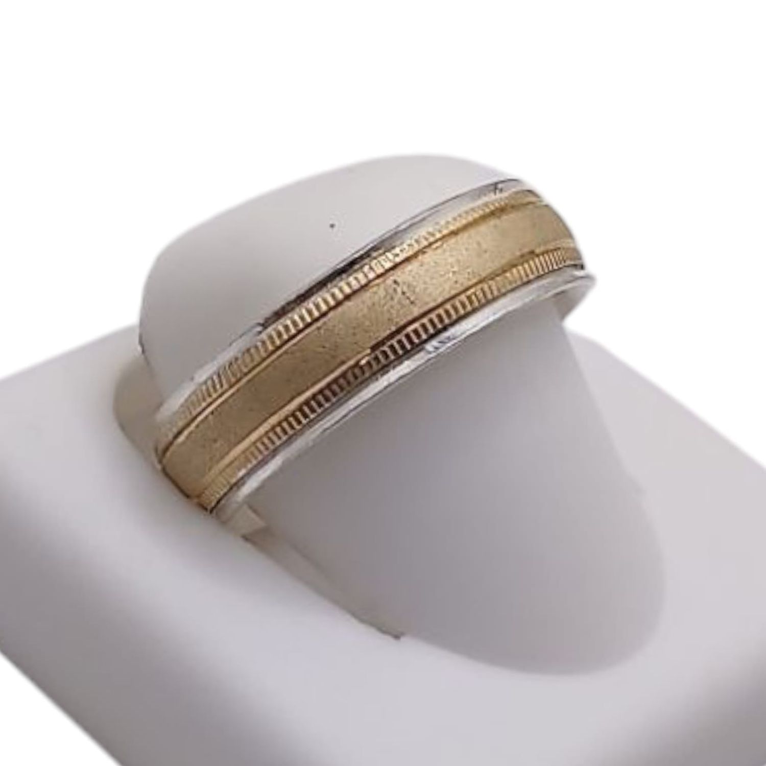 ARGOLLA SATINADA PLATA .925 CON CHAPA ORO 18K