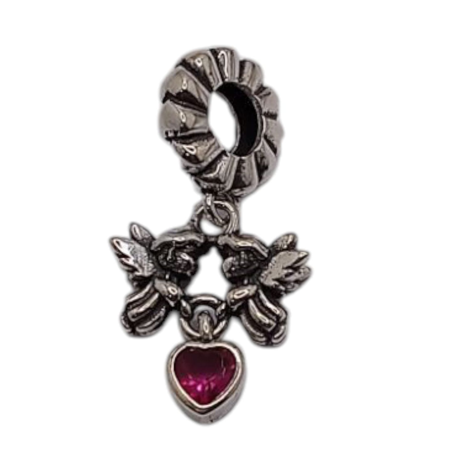 DIJE PARA PULSERA  ANGELITOS CON CORAZON PLATA .925