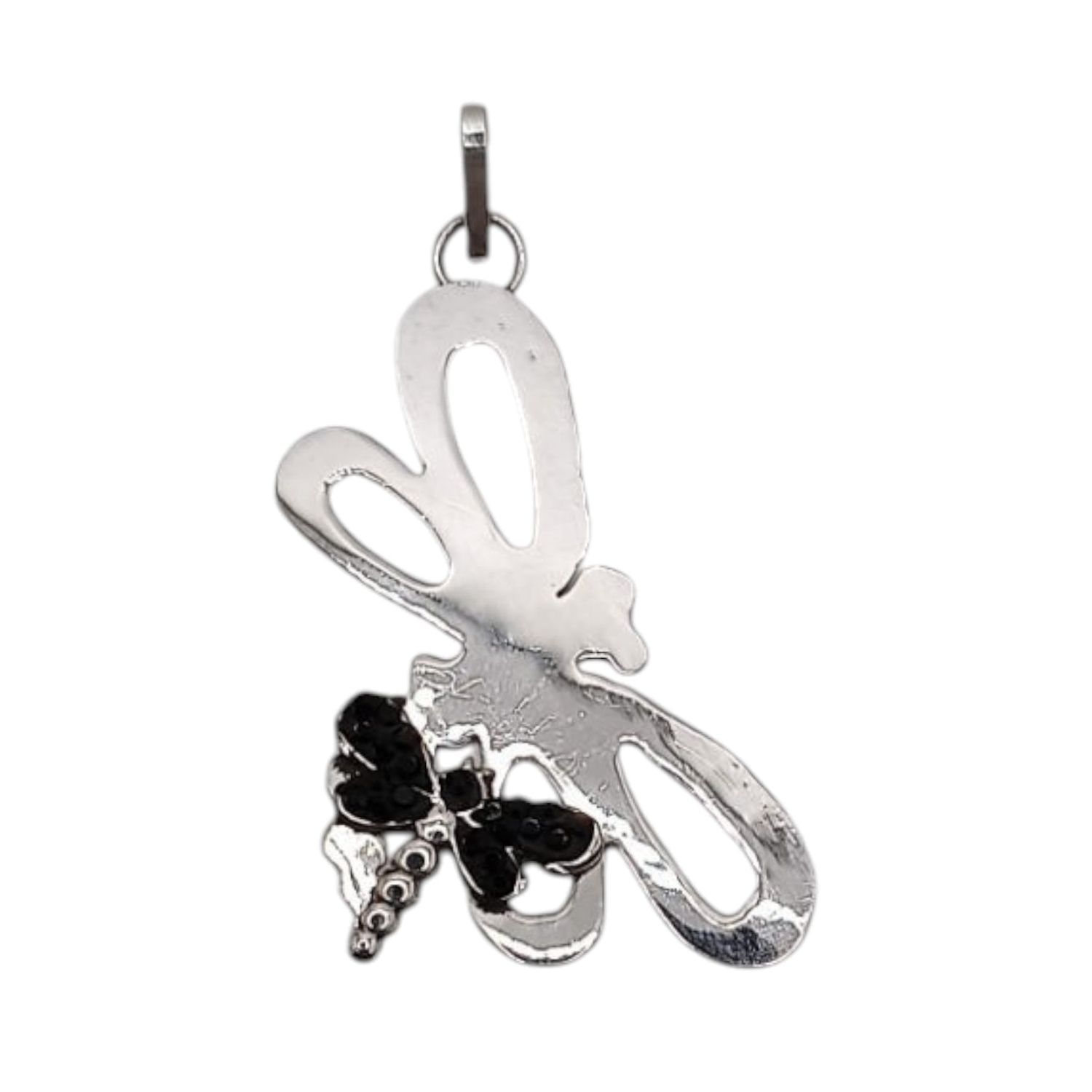 DIJE LIBELULA NEGRA 4.5 CM, PLATA .925
