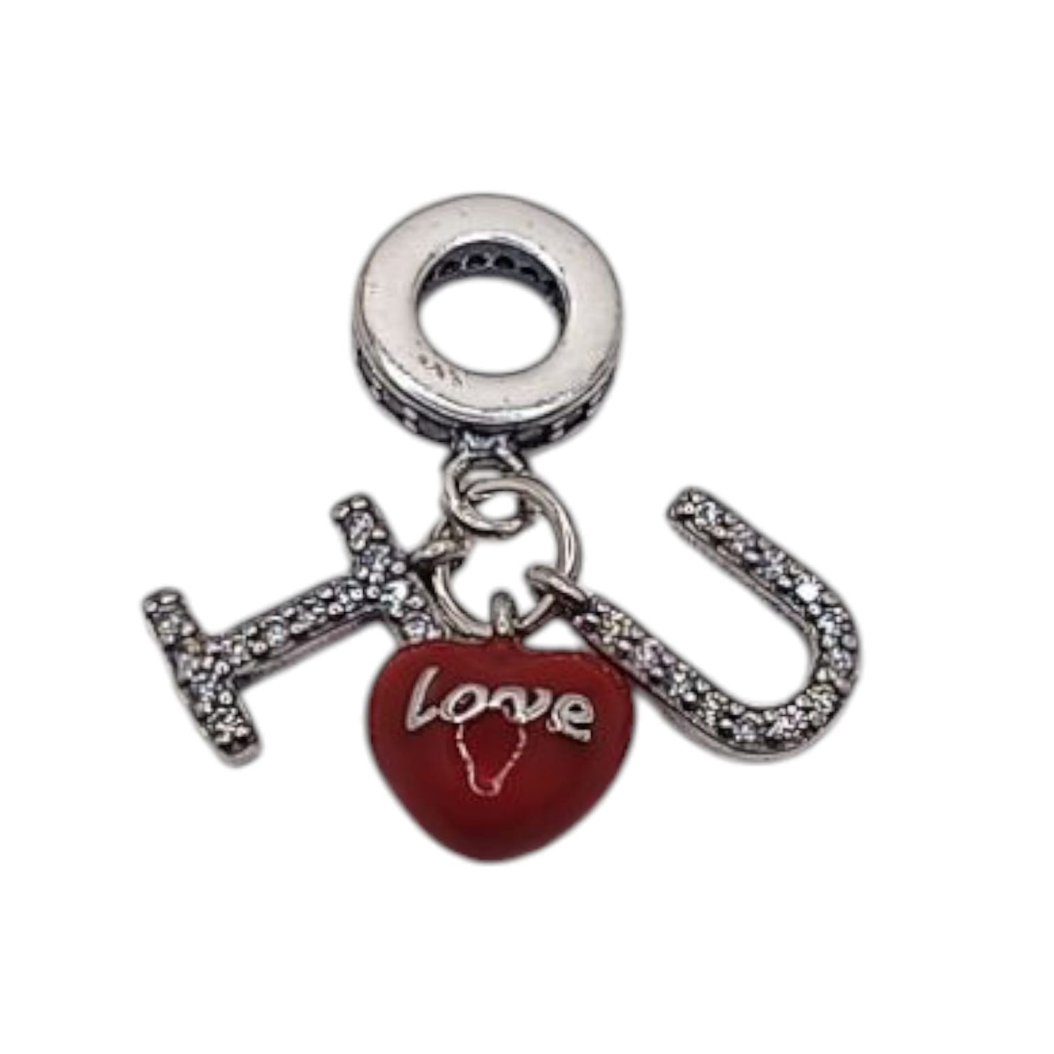DIJE PARA PULSERA CORAZON ROJO PLATA .925