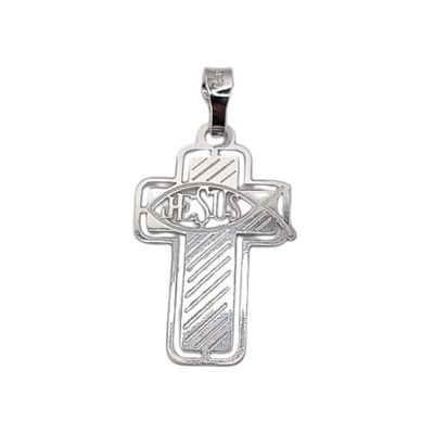 DIJE CRUZ LASER JESUS 3 CM, PLATA .925