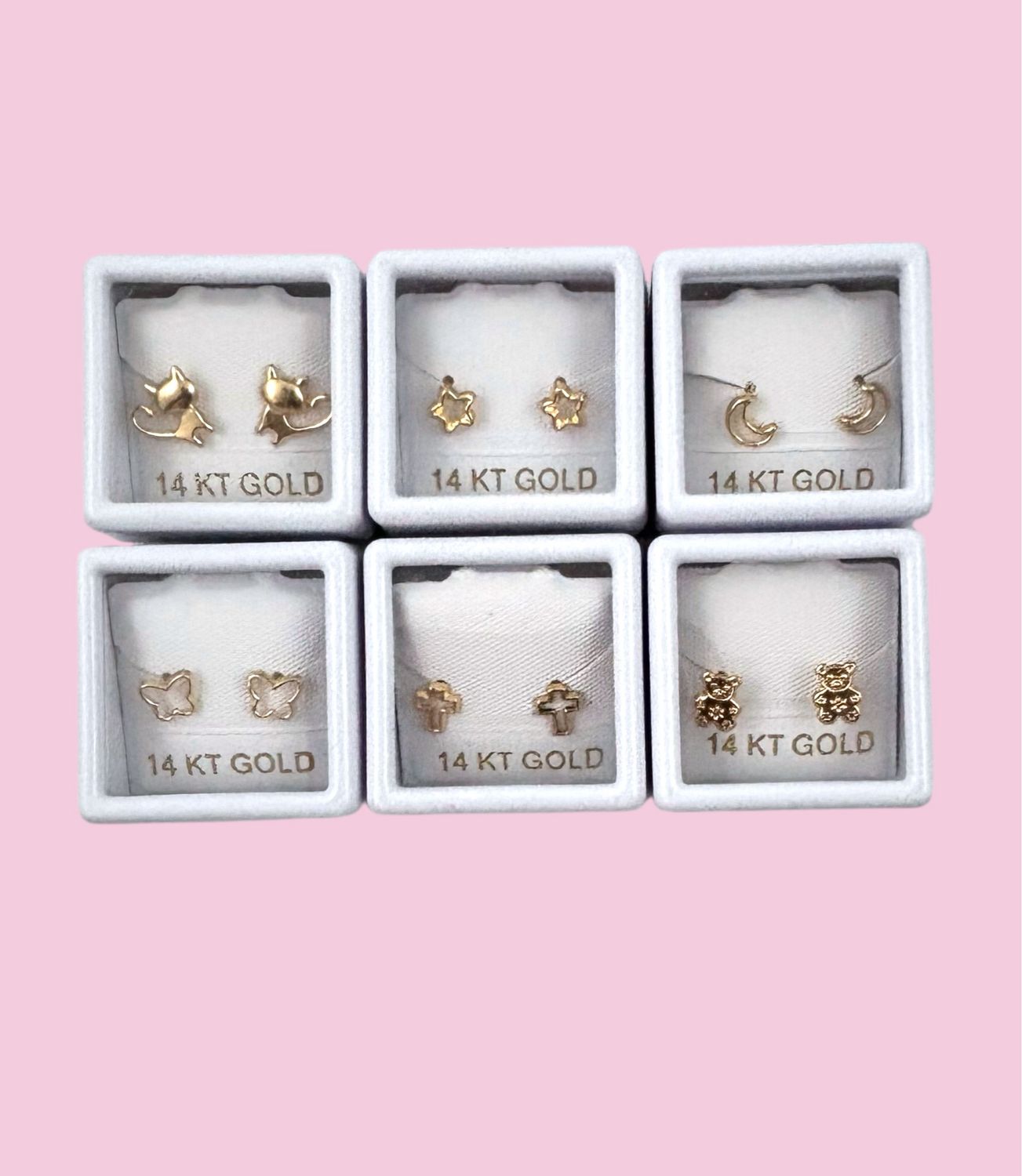 Paquete Broquel Oro 14K. 6 piezas