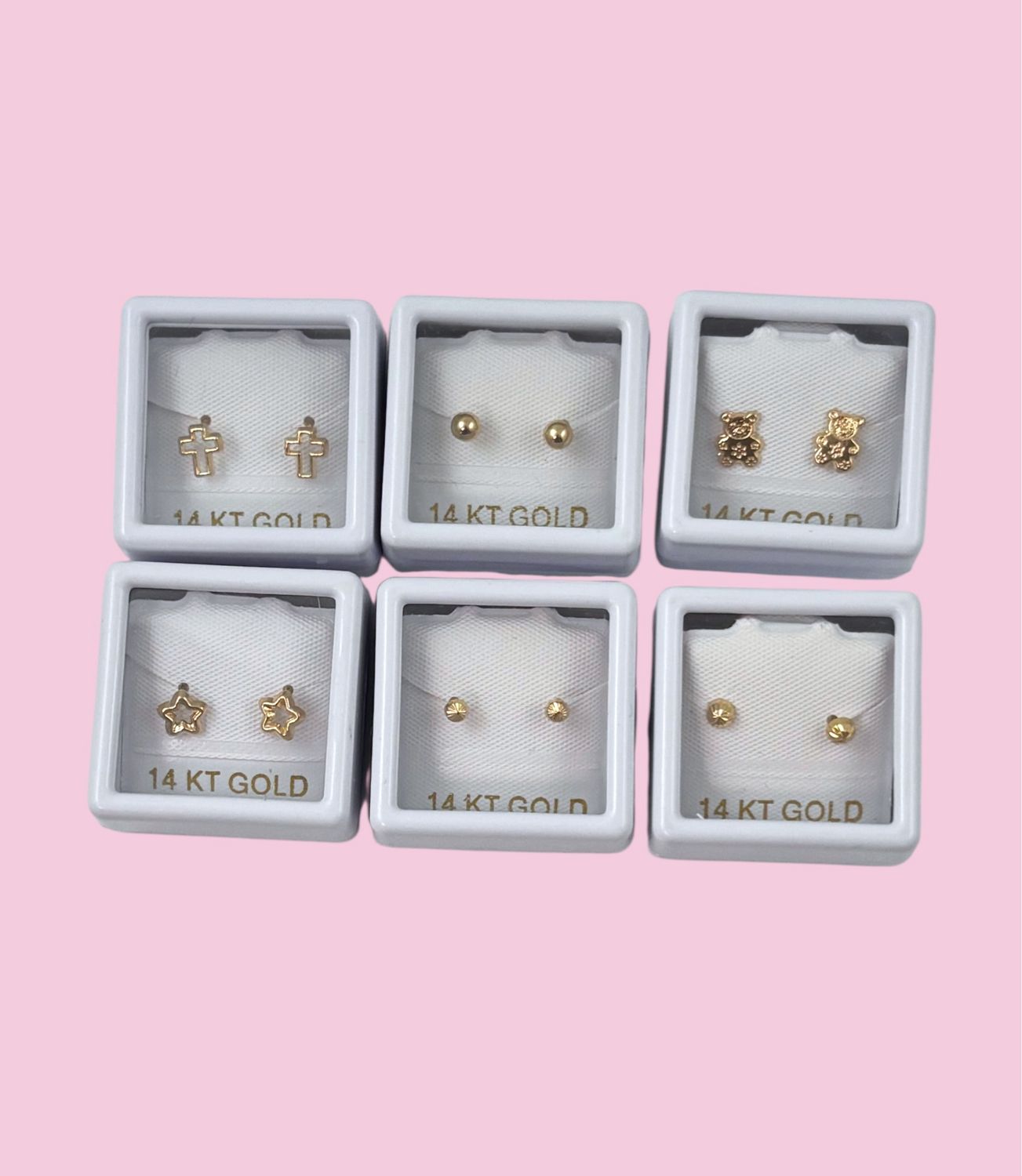 Paquete Broquel Oro 14K. 6 piezas