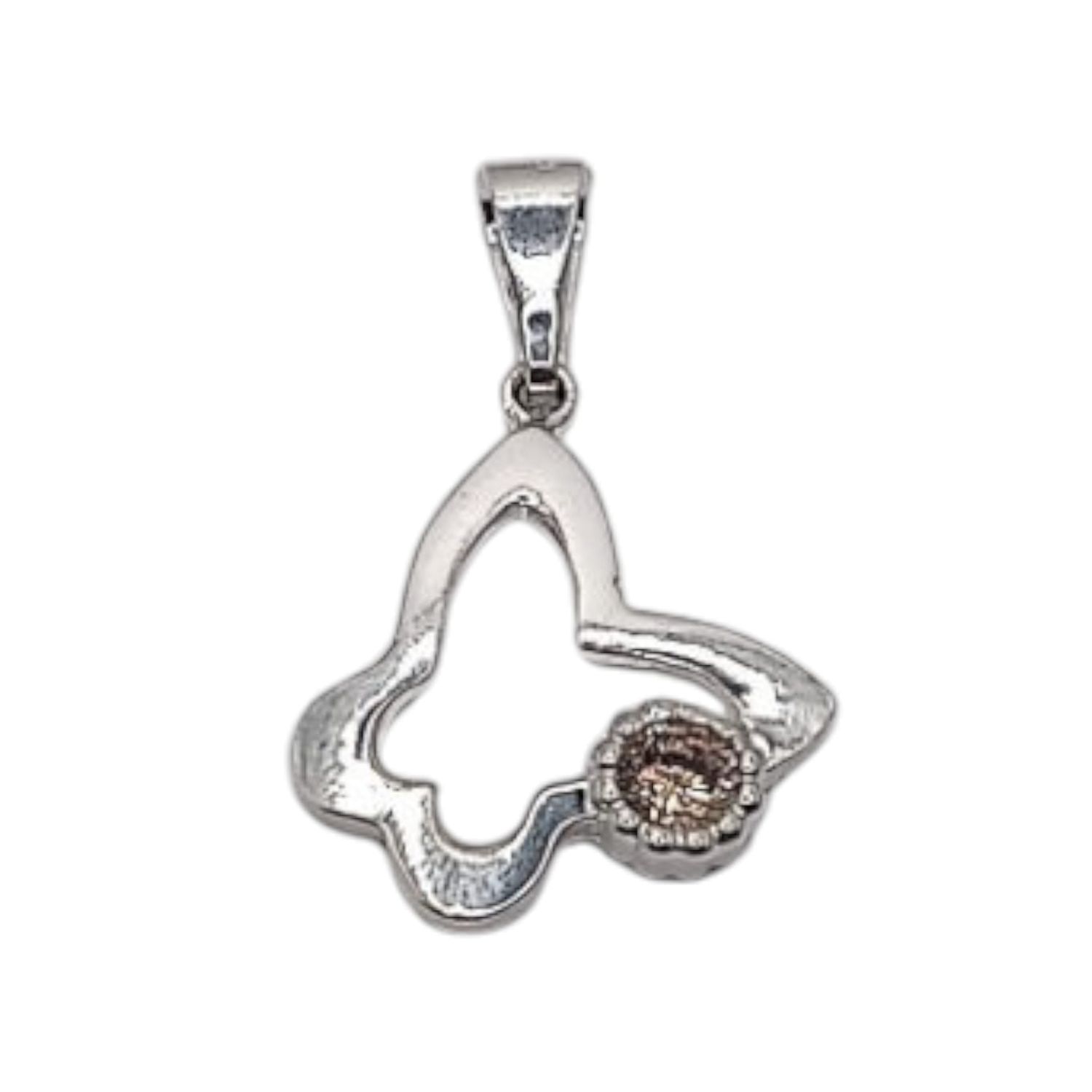 DIJE MARIPOSA CON CZ AMBAR 2.5 CM PLATA .925