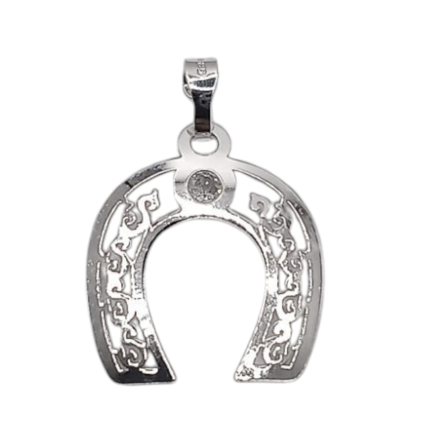 DIJE LASER HERRADURA  2.5 CM PLATA .925
