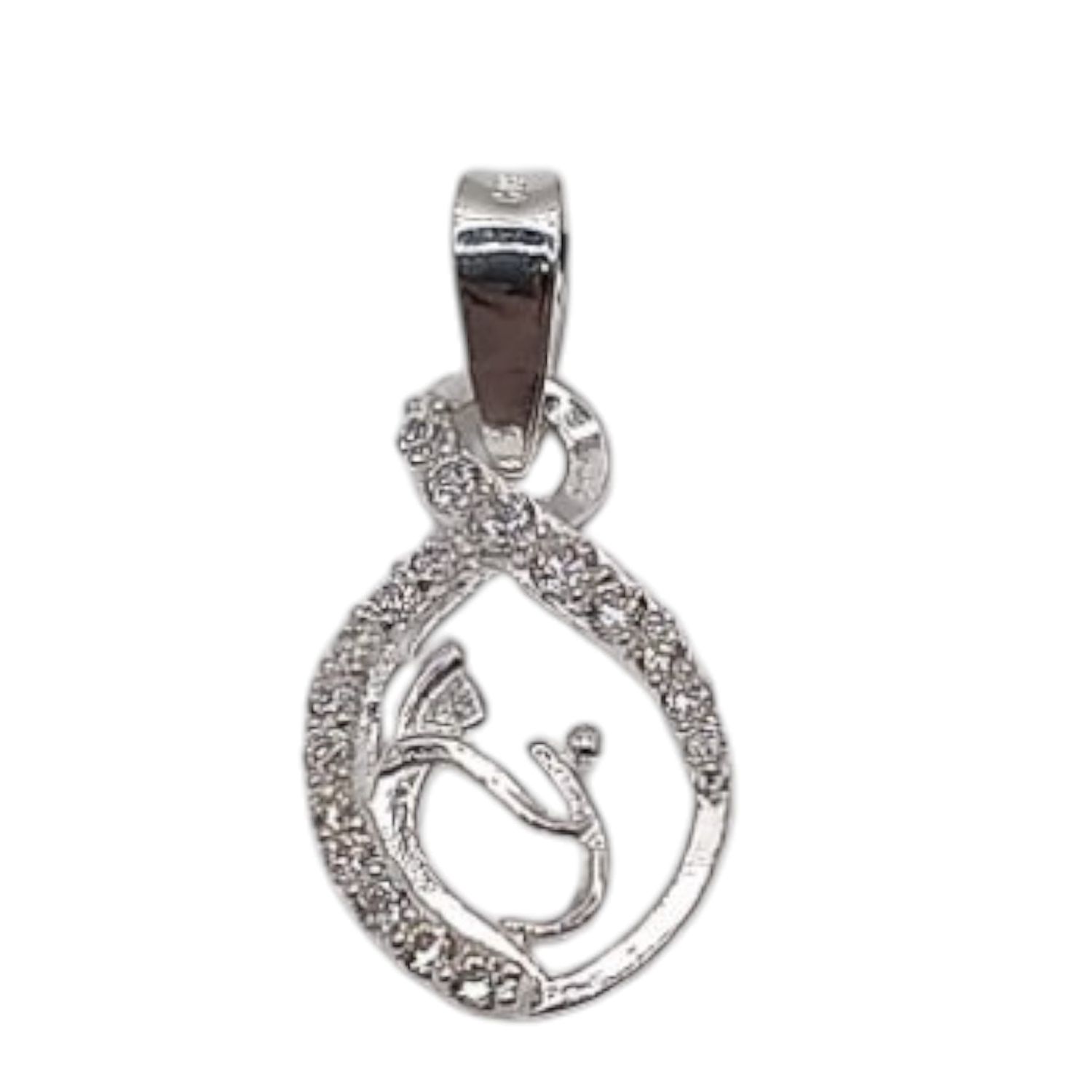 DIJE SIRENA CON MICROPAVE  2 CM DE LARGO PLATA .925