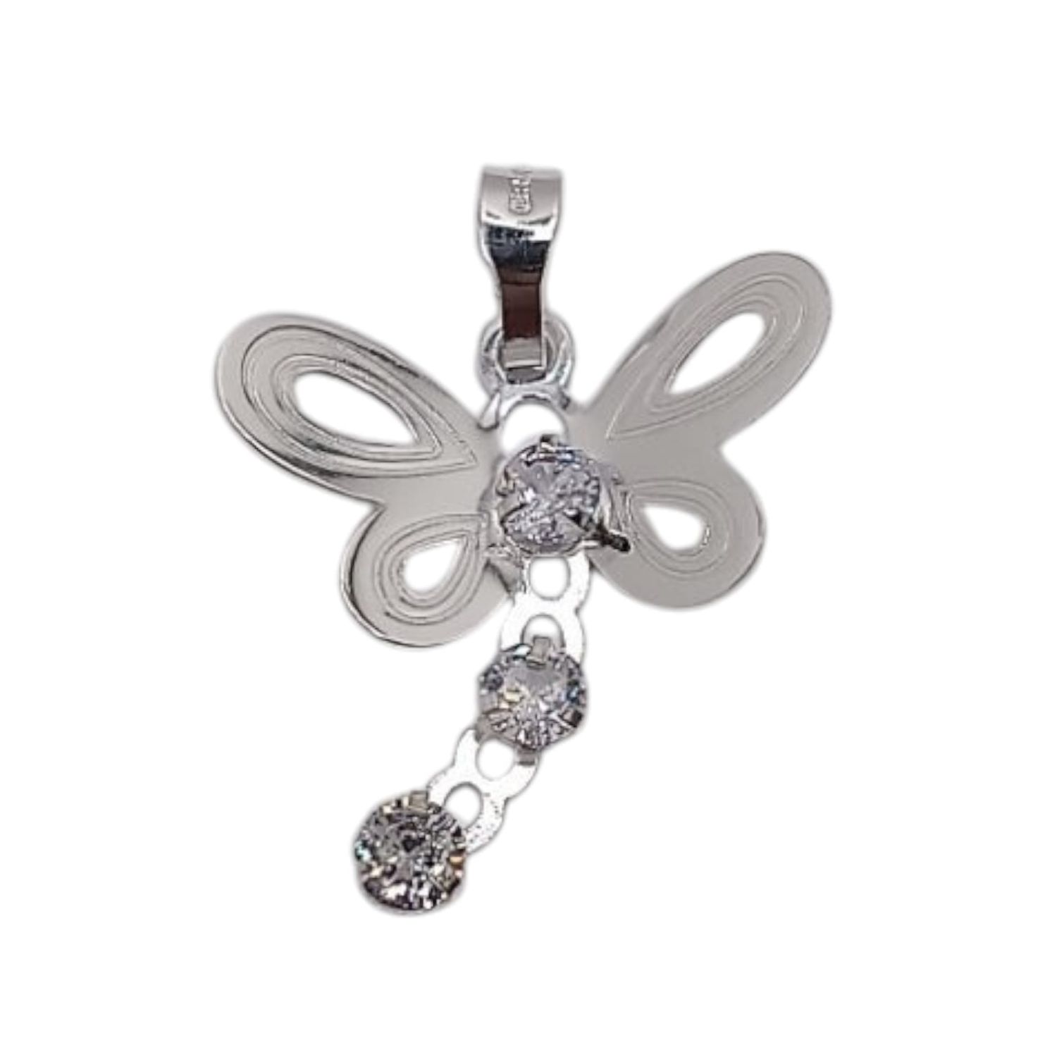 DIJE LASER LIBELULA CON CZ  2.5 CM DE LARGO PLATA .925