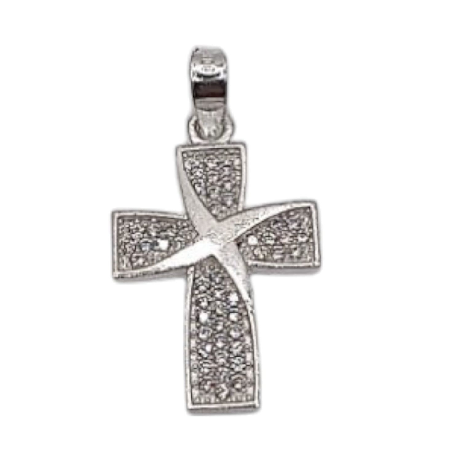 DIJE CRUZ CON MINI CZ 2 CM PLATA .925