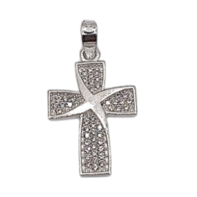 DIJE CRUZ CON MINI CZ 2 CM PLATA .925