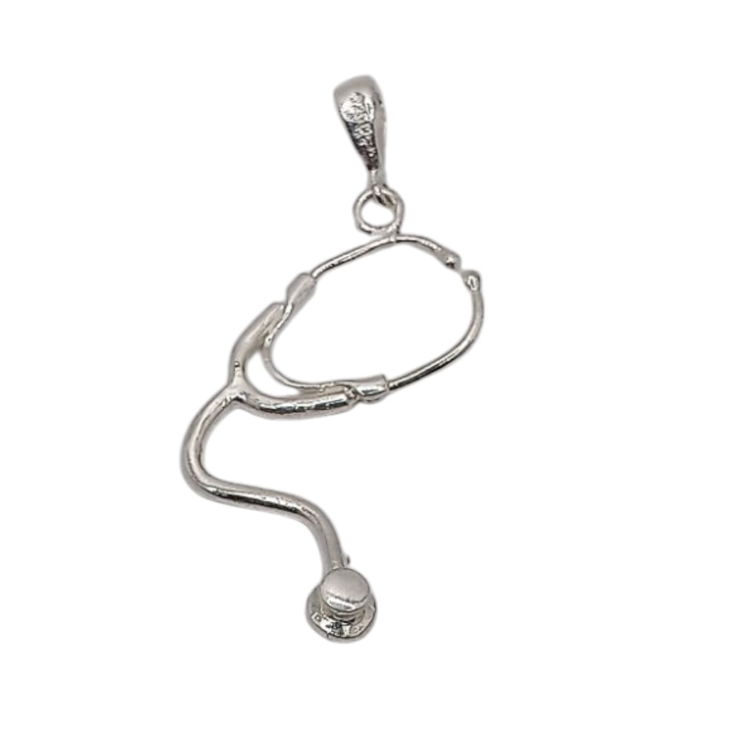 DIJE SOLIDO ESTETOTOSCOPIO 4 CM DE LARGO PLATA .925