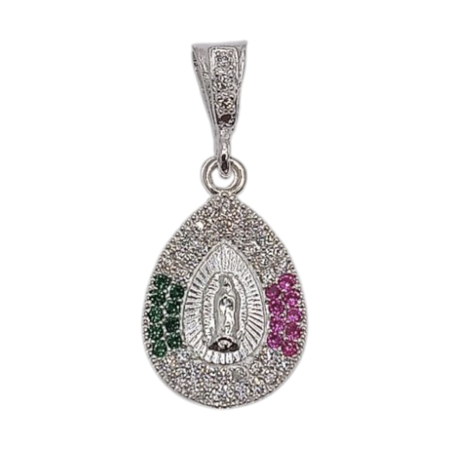 MEDALLA VIRGEN TRICOLOR 1&quot; PLATA .925