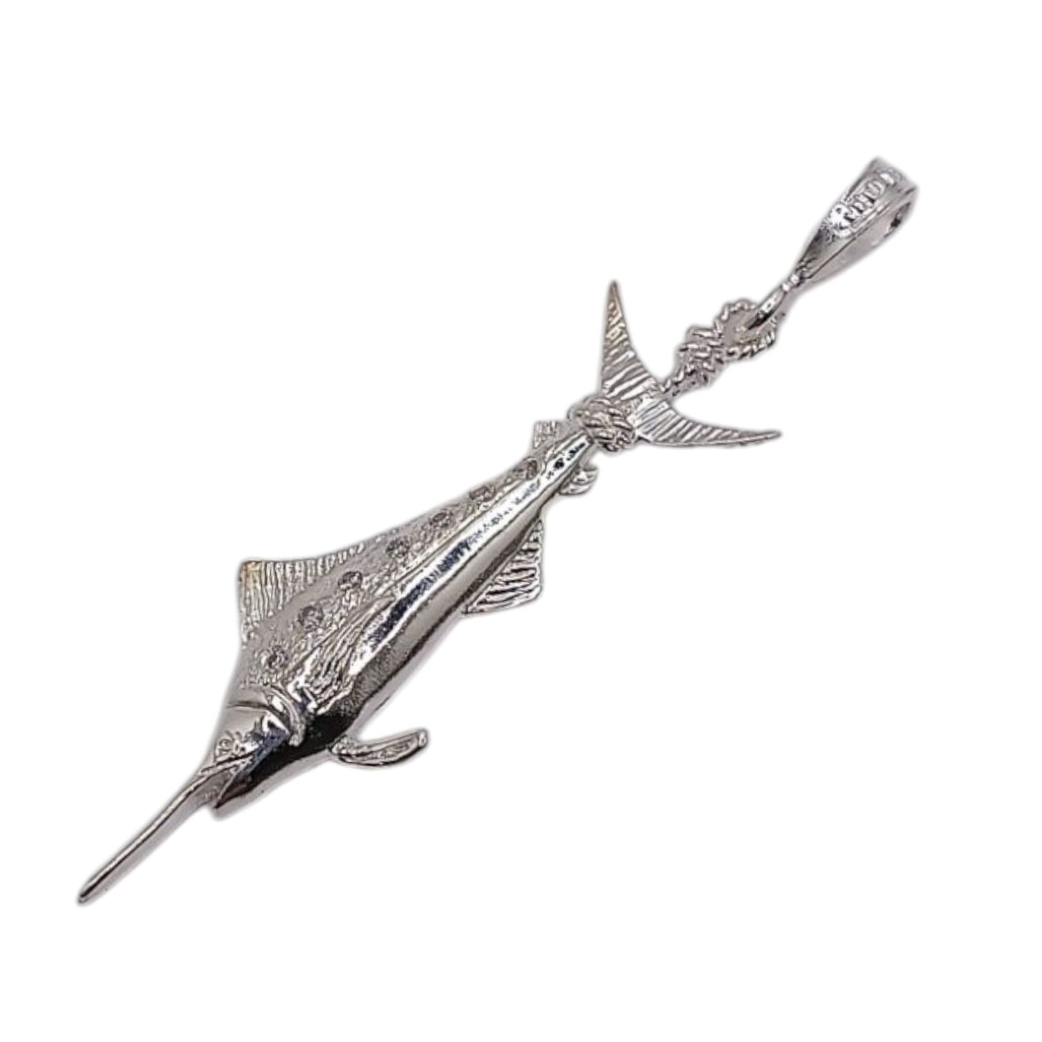 DIJE PEZ ESPADA CON MICROPAVE 5 CM PLATA .925