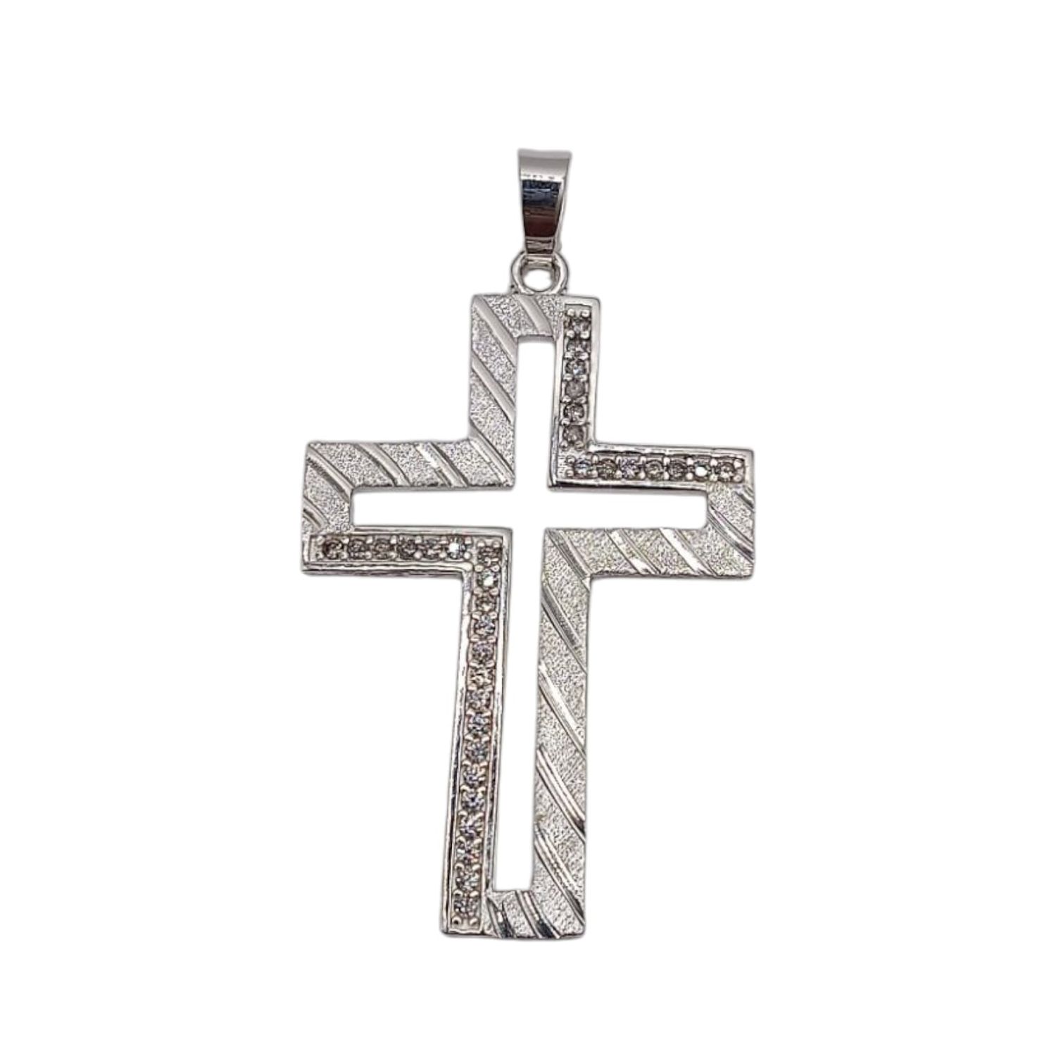 DIJE CRUZ DIAMANTADA CON CZ PLATA .925