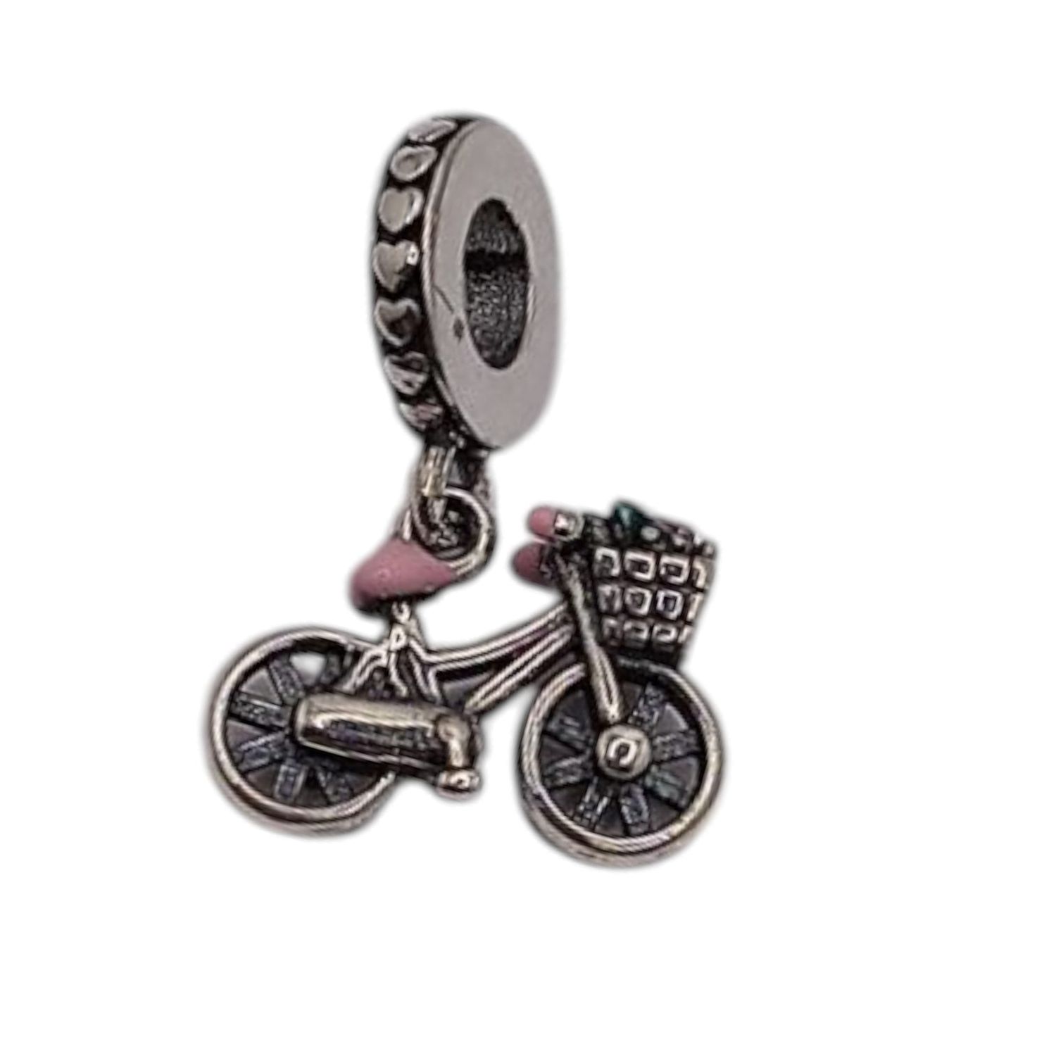 DIJE PARA PULSERA BICI CON CANASTA PLATA .925