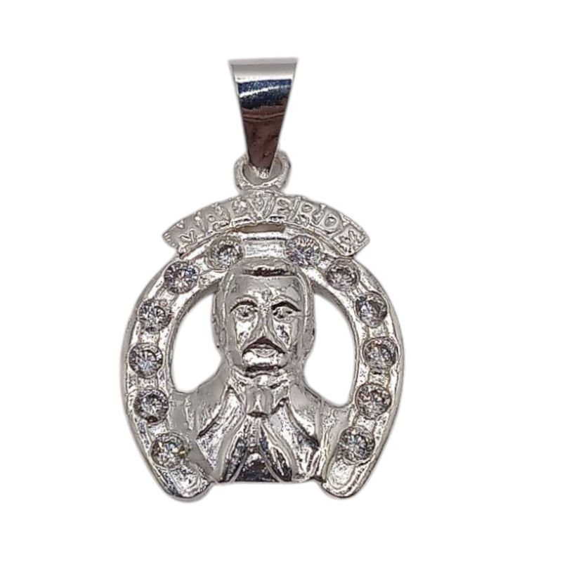 Dije Malverde con circonias. 3.5cm. de largo PLATA .925