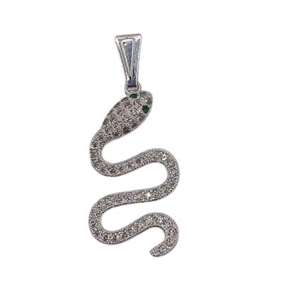 Dije Víbora con ojos verdes. 3cm. de largo PLATA .925
