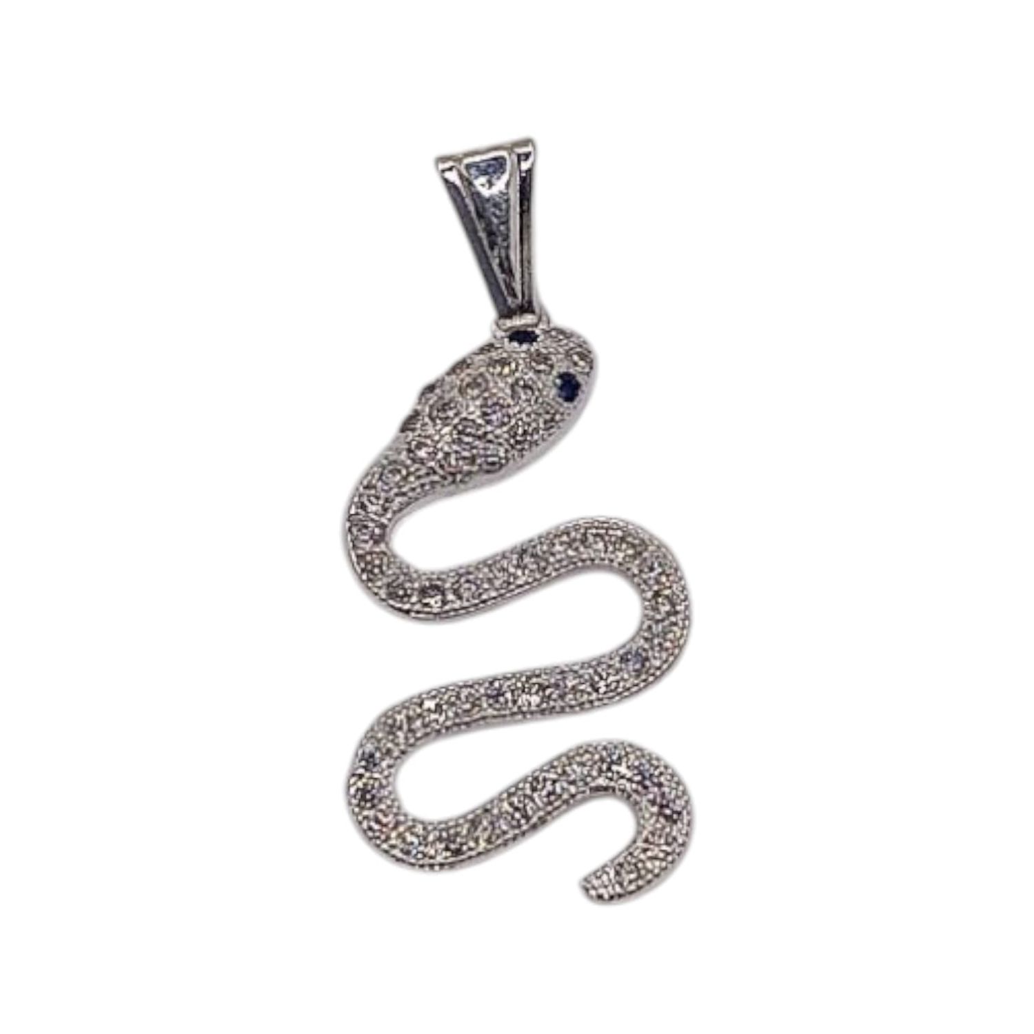 Dije Víbora con ojos azul marino 3cm. de largo PLATA .925