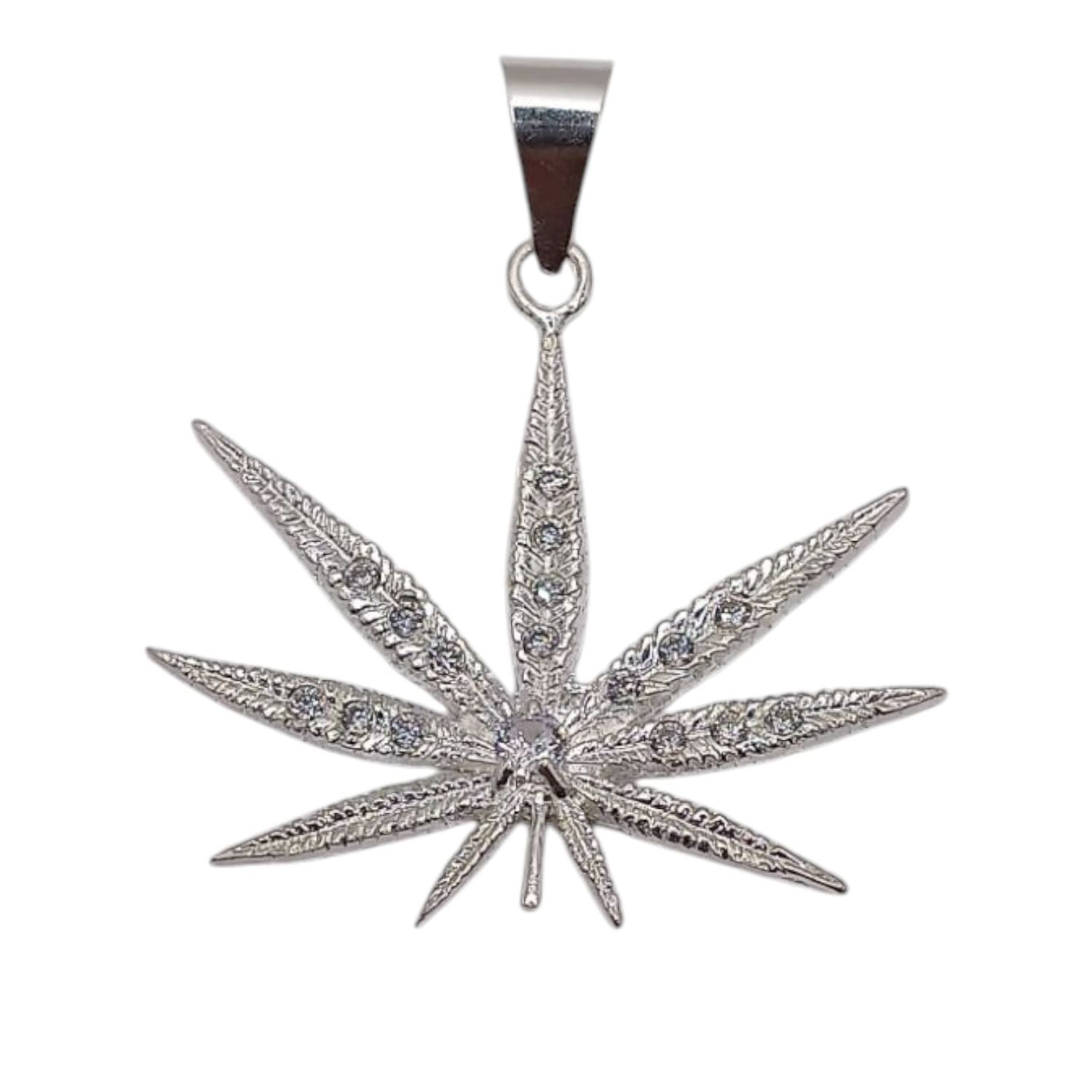DIJE HOJAS CON CZ   4 CM PLATA .925