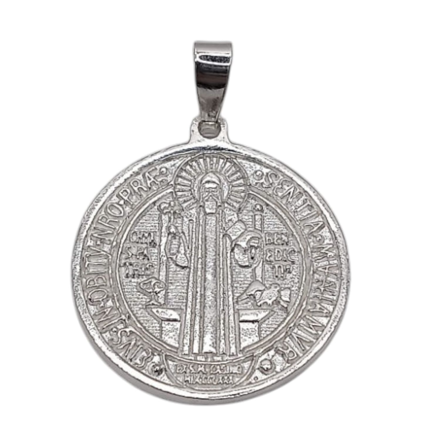 MEDALLA SAN BENITO  3.5 CM PLATA .925